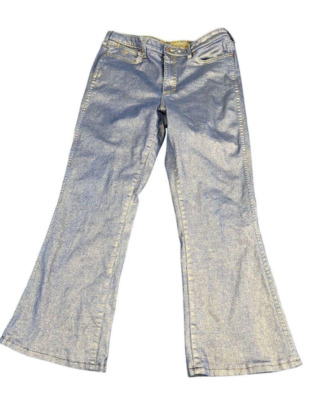 Wrangler Lainey Wilson Womens Flared Blue Jeans With Gold Accents 33x34